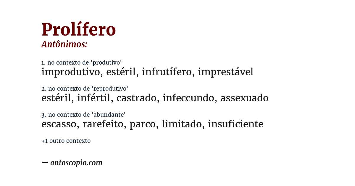 Antônimo de prolífero
