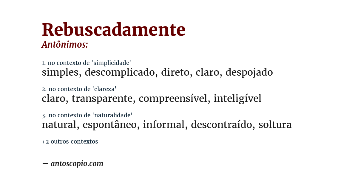 Antônimo de rebuscadamente