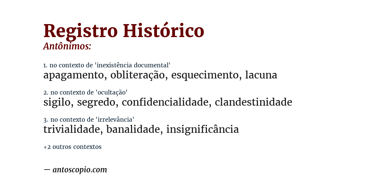 Antônimo de registro histórico