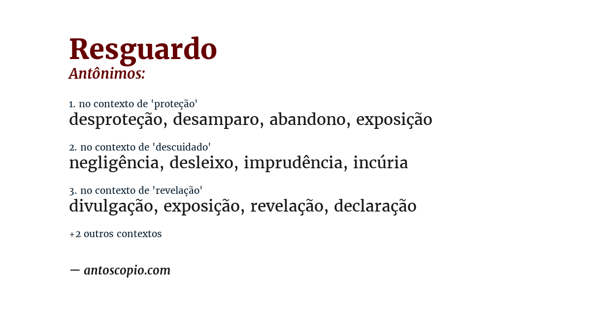 Antônimo de resguardo