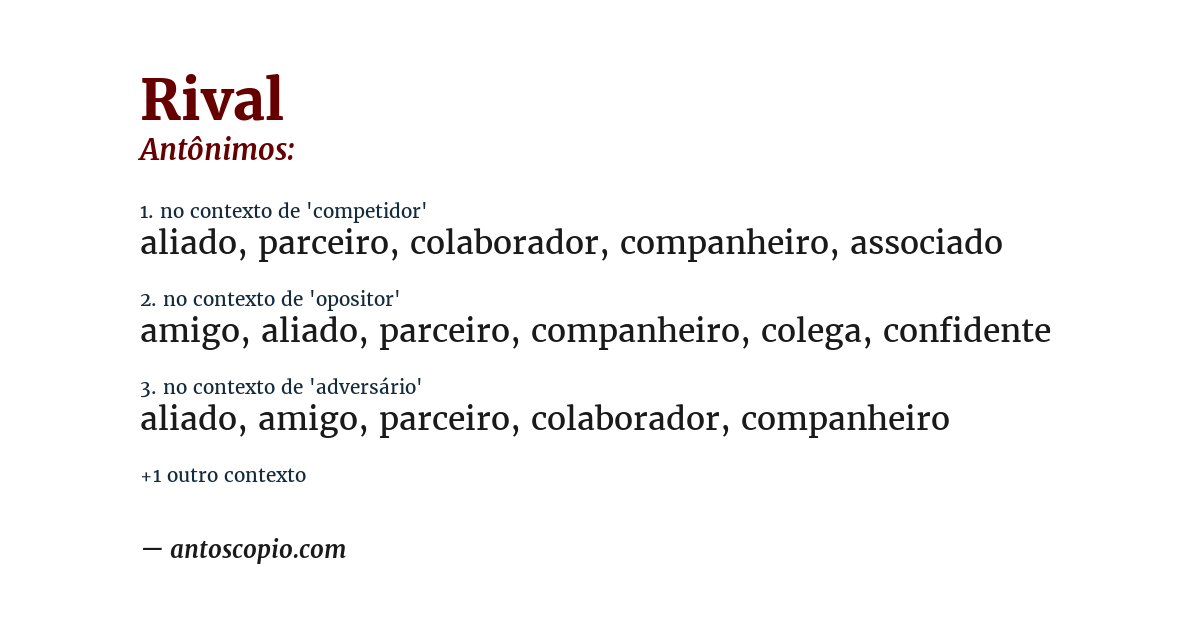 Antônimo de rival