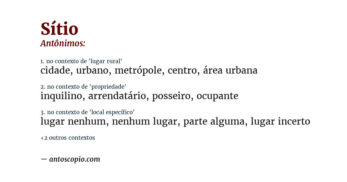 Antônimo de sítio