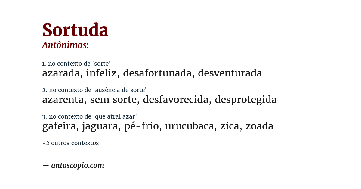 Antônimo de sortuda