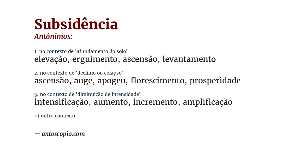 Antônimo de subsidência