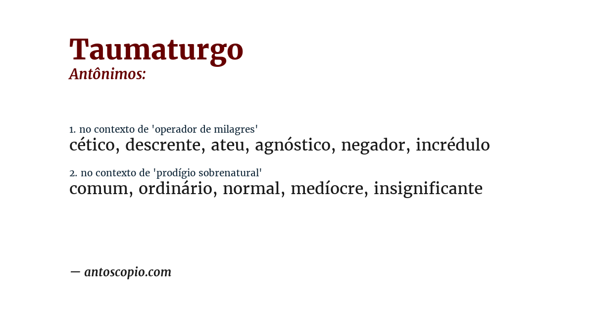 Antônimo de taumaturgo