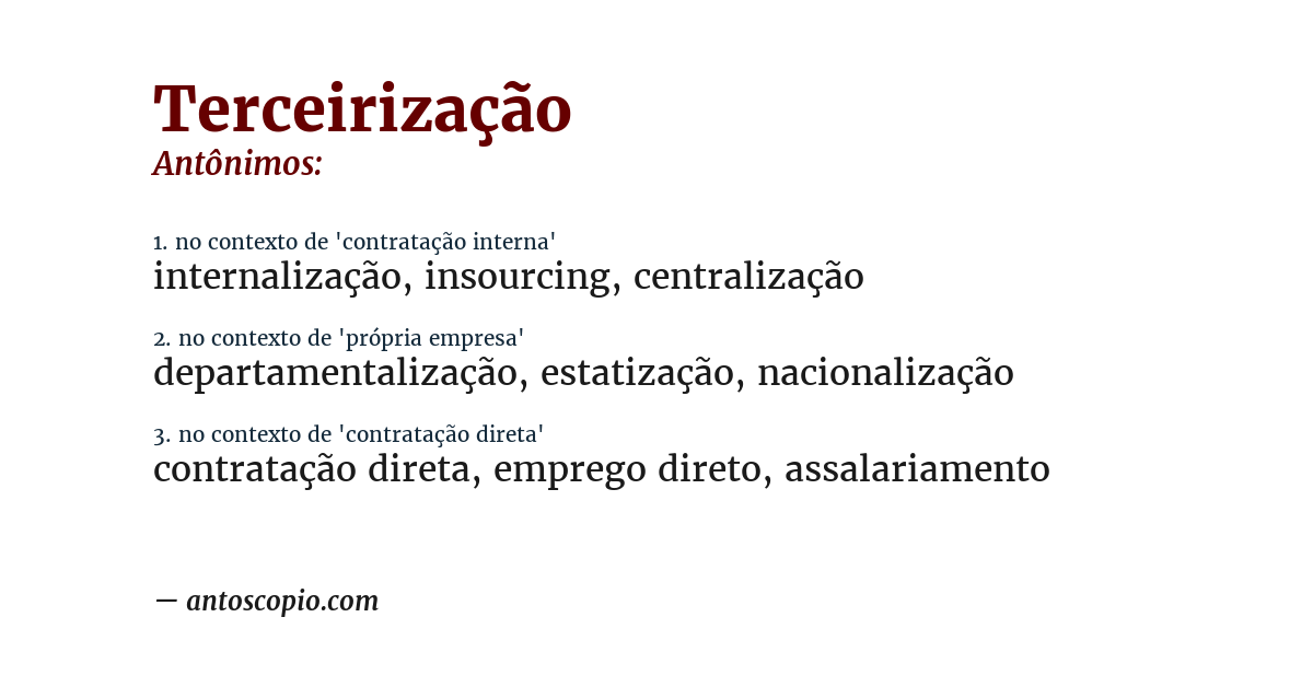 Antônimo de terceirização