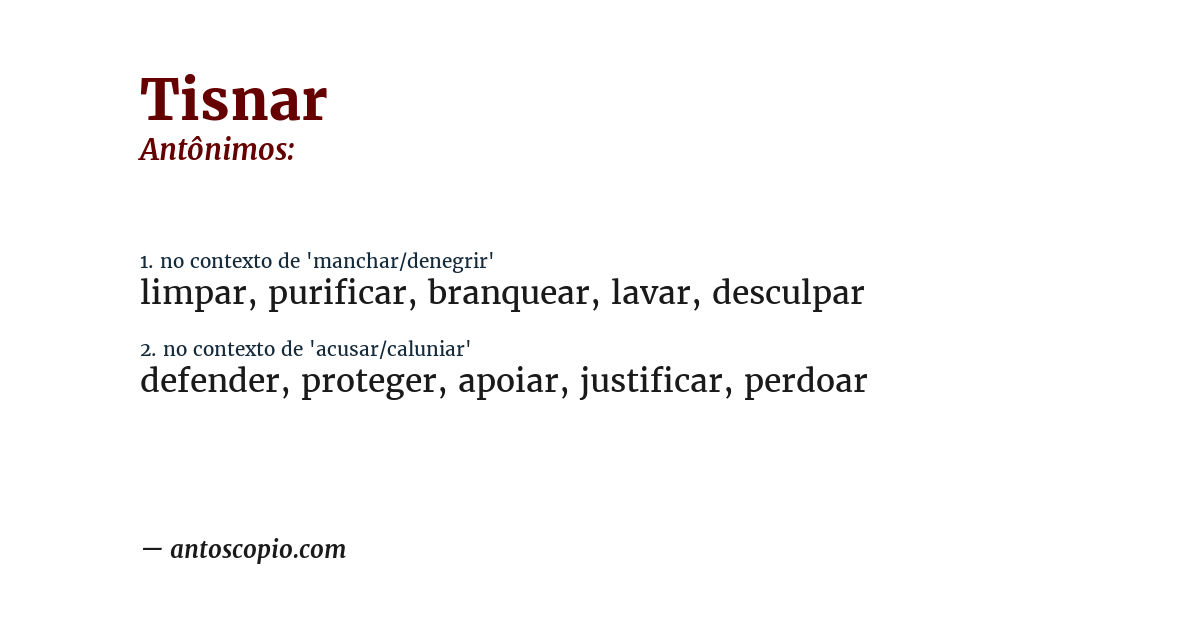 Antônimo de tisnar