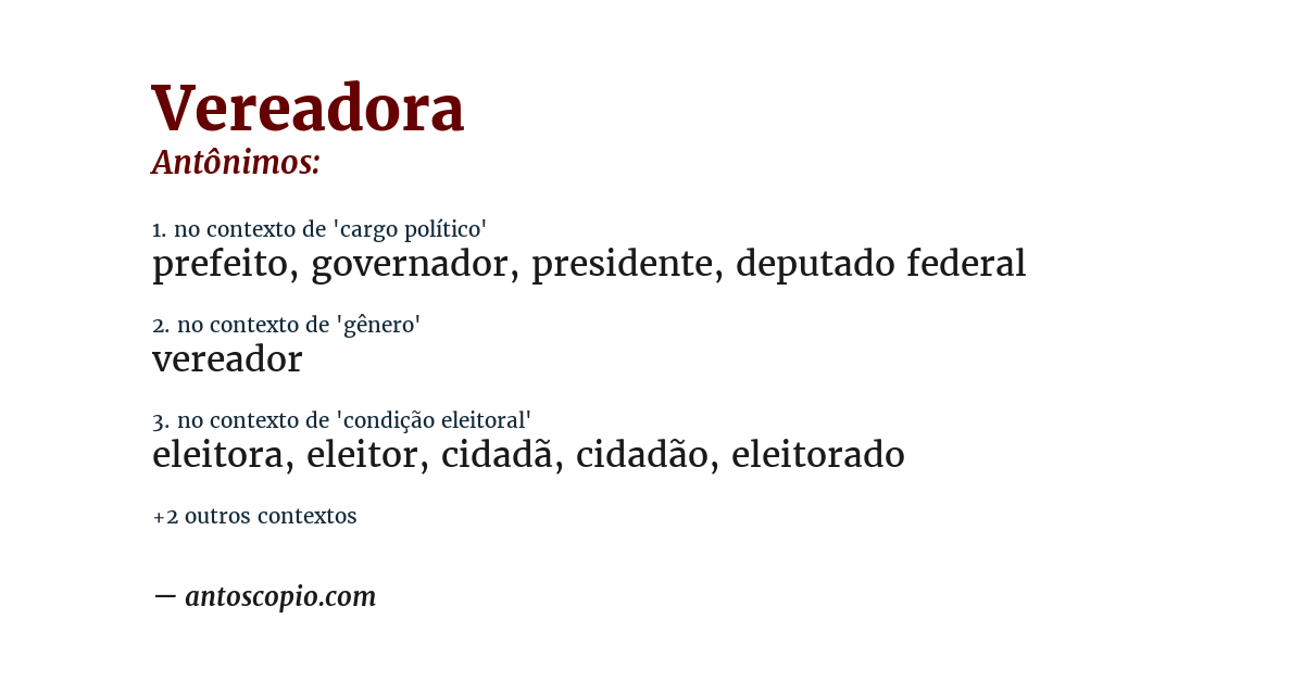 Antônimo de vereadora