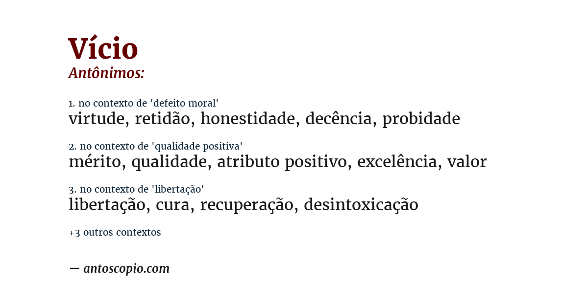 Antônimo de vício