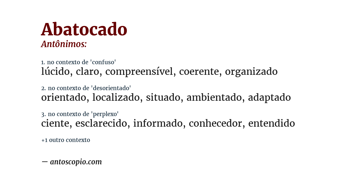 Antônimo de abatocado