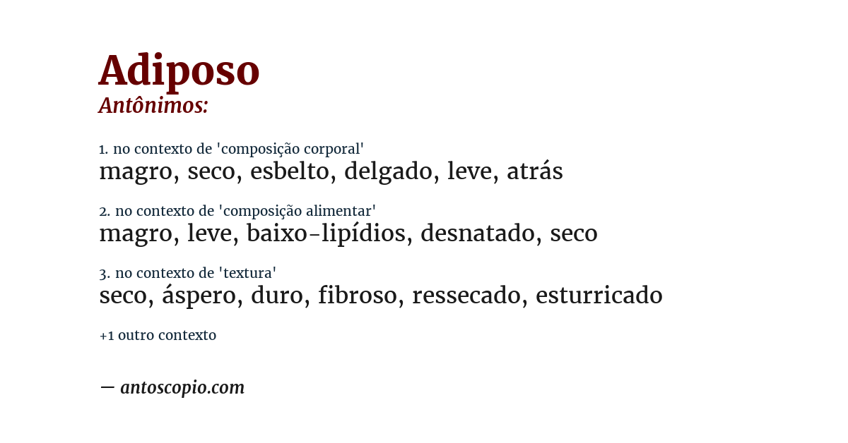 Antônimo de adiposo
