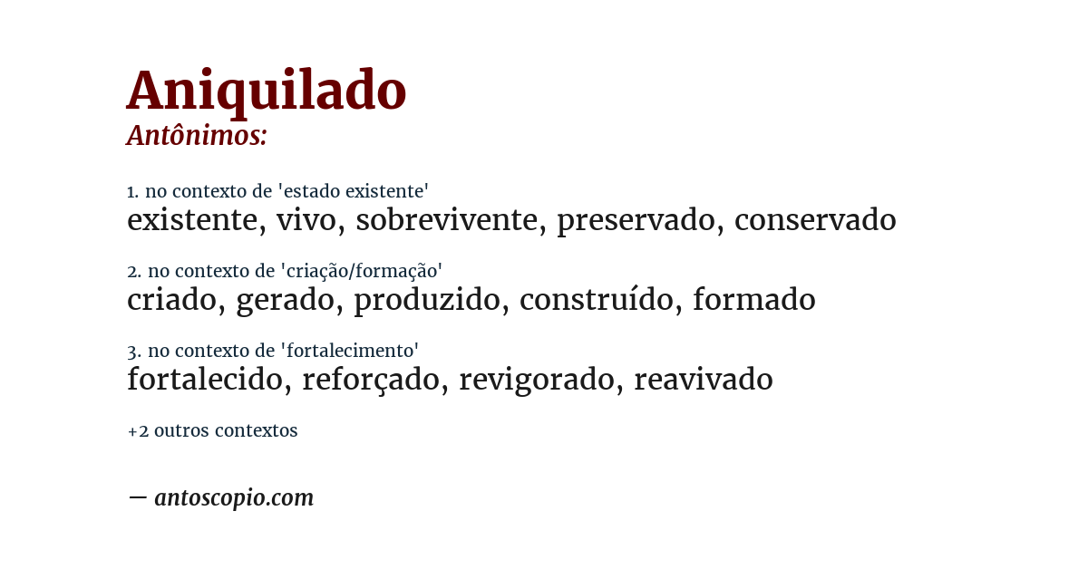 Antônimo de aniquilado