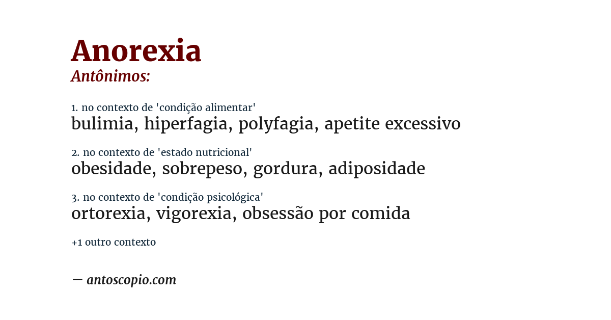 Antônimo de anorexia
