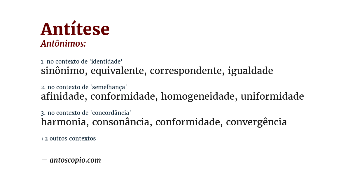 Antônimo de antítese