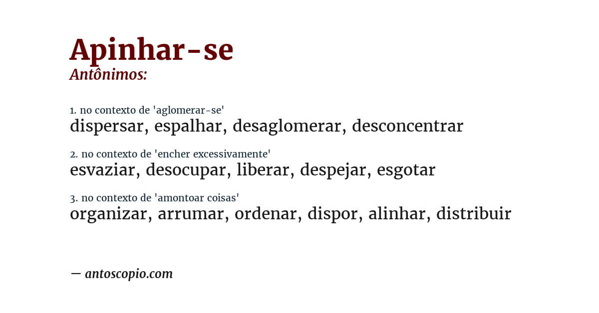 Antônimo de apinhar-se