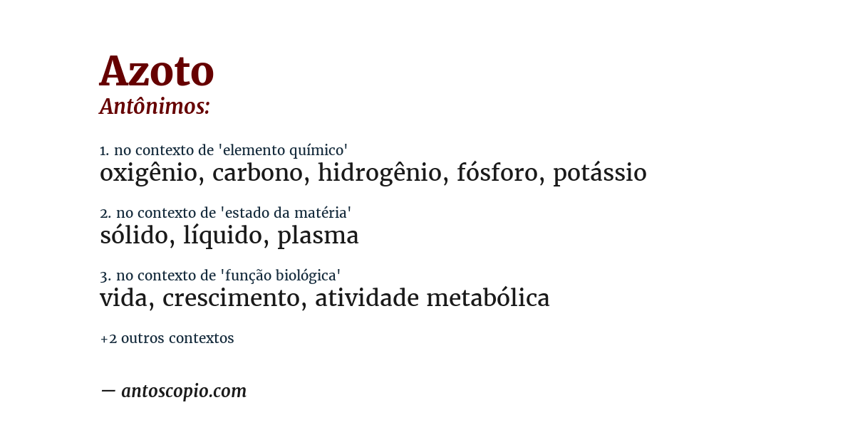 Antônimo de azoto