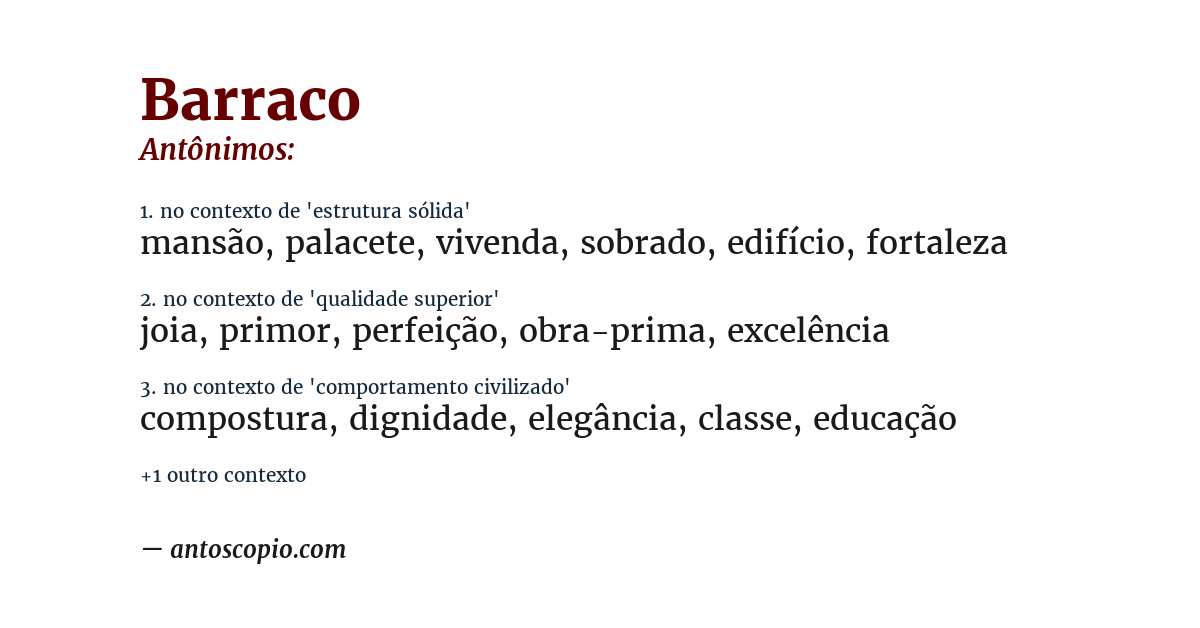 Antônimo de barraco