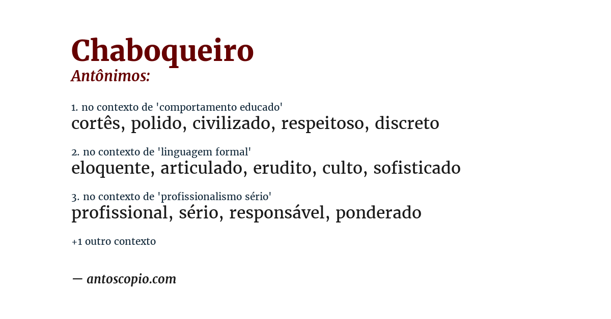 Antônimo de chaboqueiro