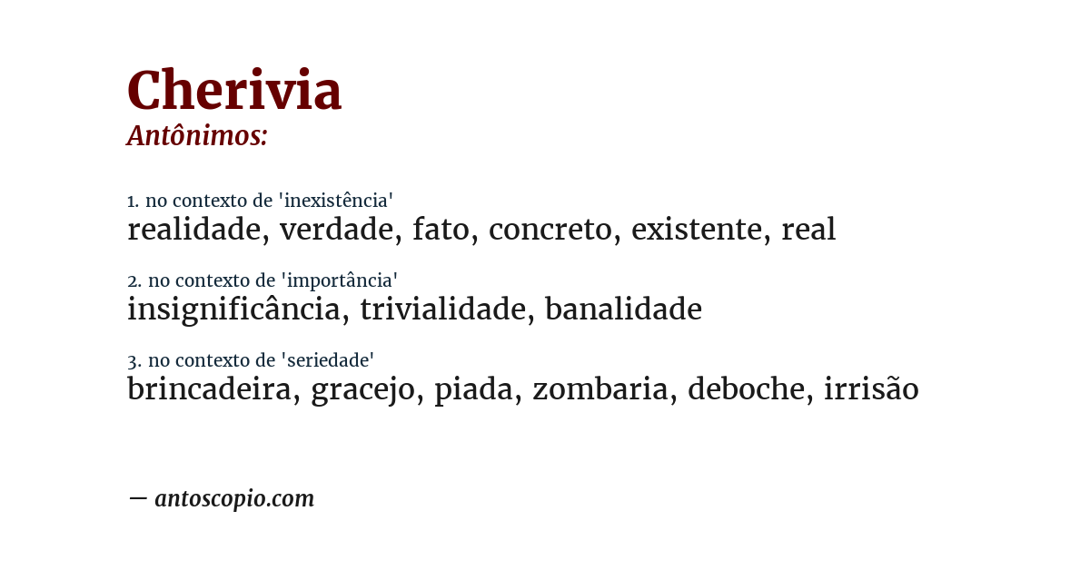 Antônimo de cherivia