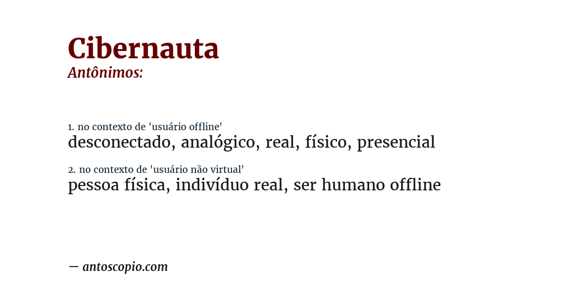 Antônimo de cibernauta