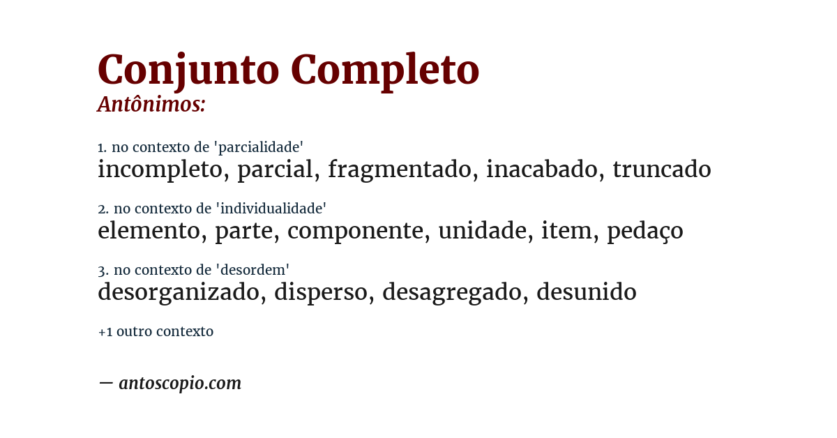 Antônimo de conjunto completo