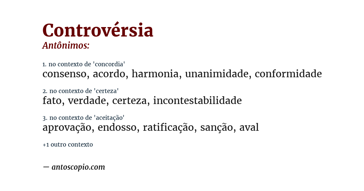 Antônimo de controvérsia