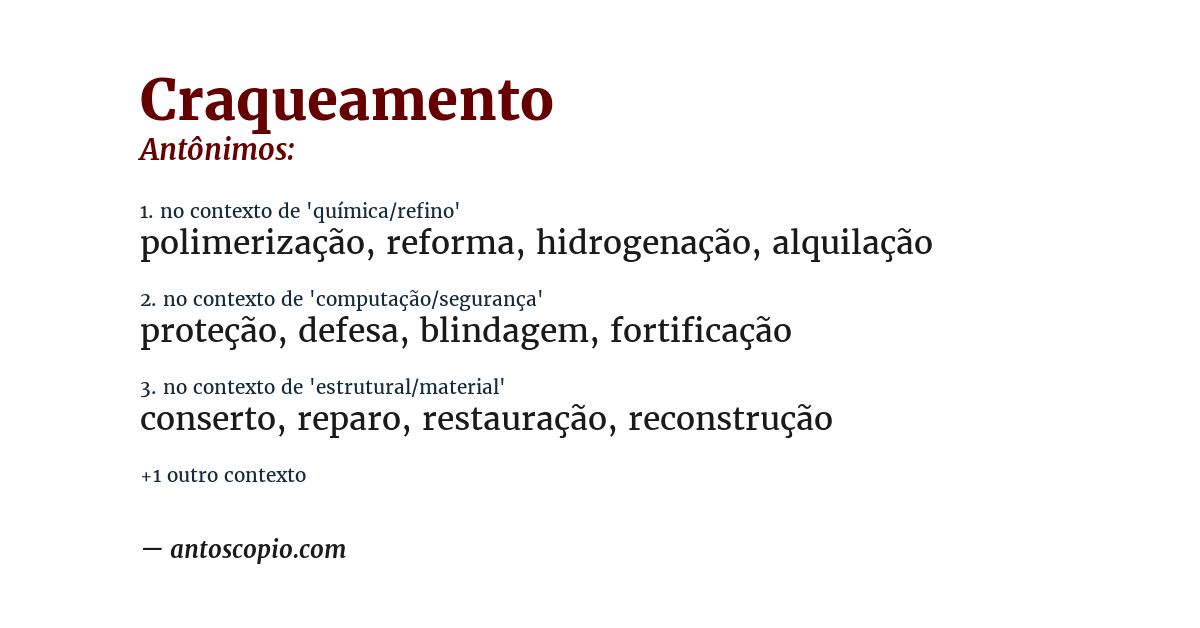 Antônimo de craqueamento