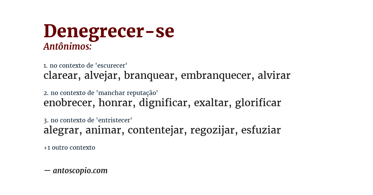 Antônimo de denegrecer-se