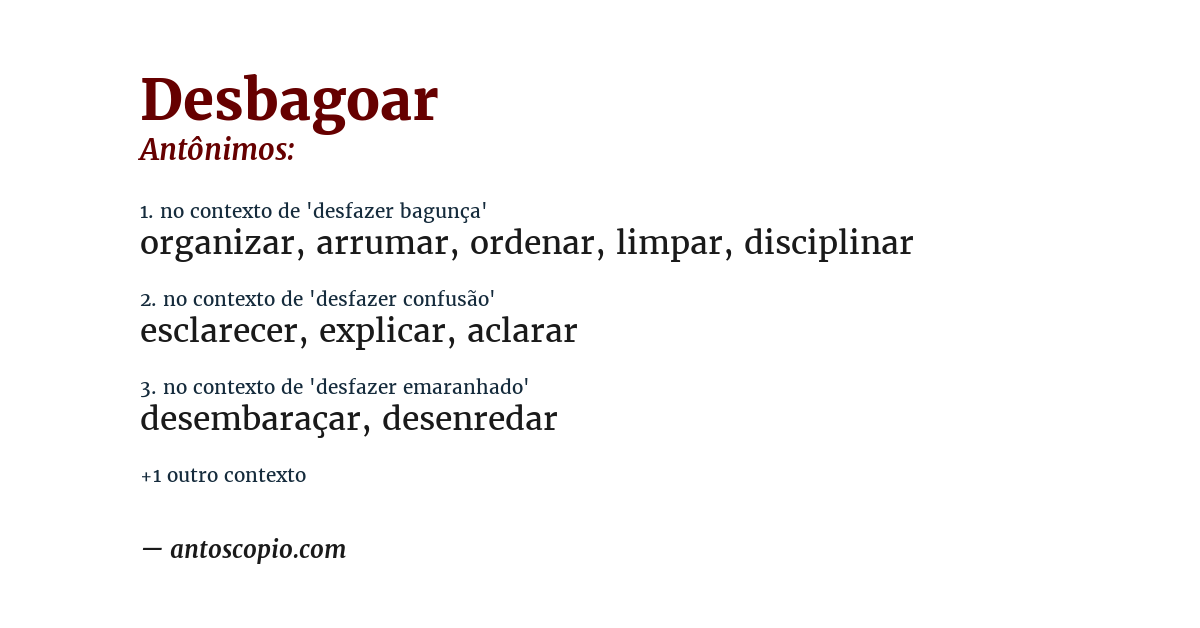 Antônimo de desbagoar