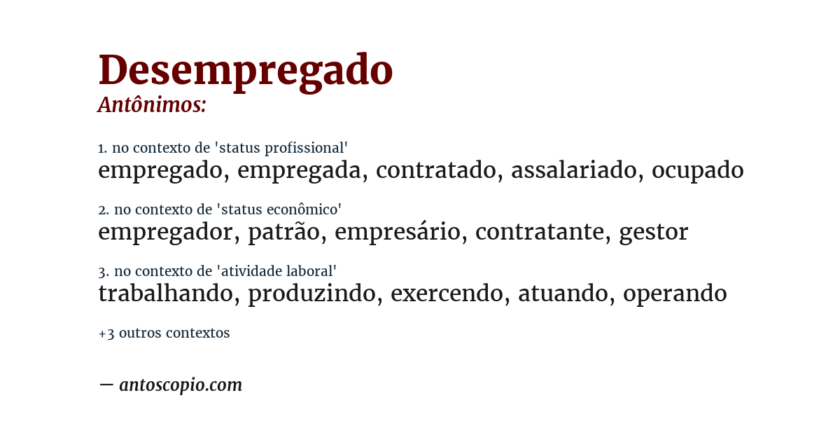 Antônimo de desempregado