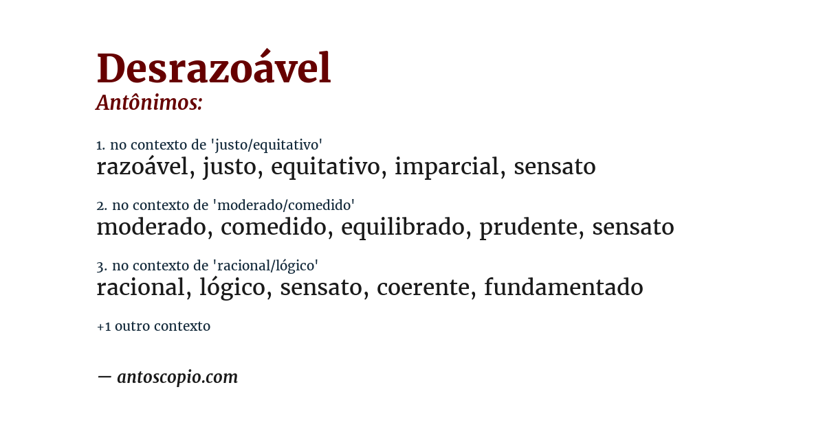 Antônimo de desrazoável