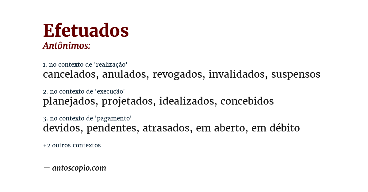 Antônimo de efetuados