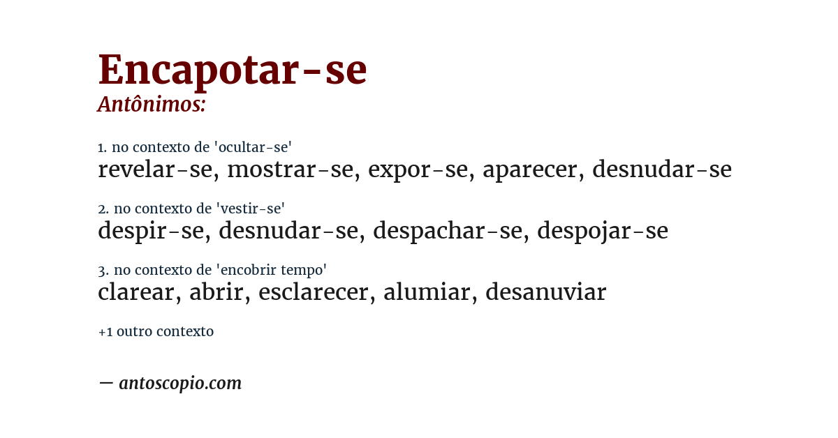 Antônimo de encapotar-se