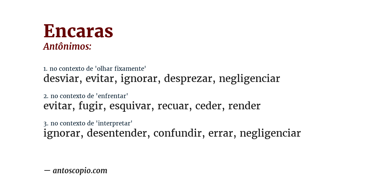 Antônimo de encaras