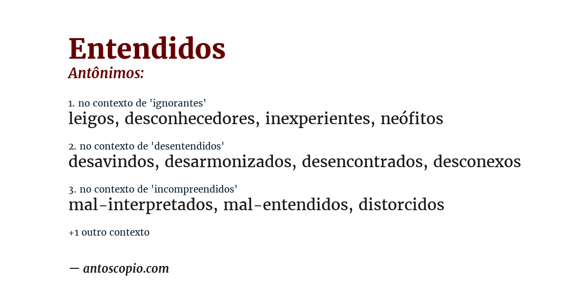 Antônimo de entendidos