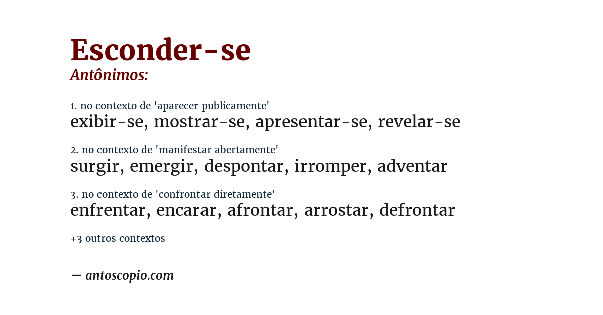 Antônimo de esconder-se