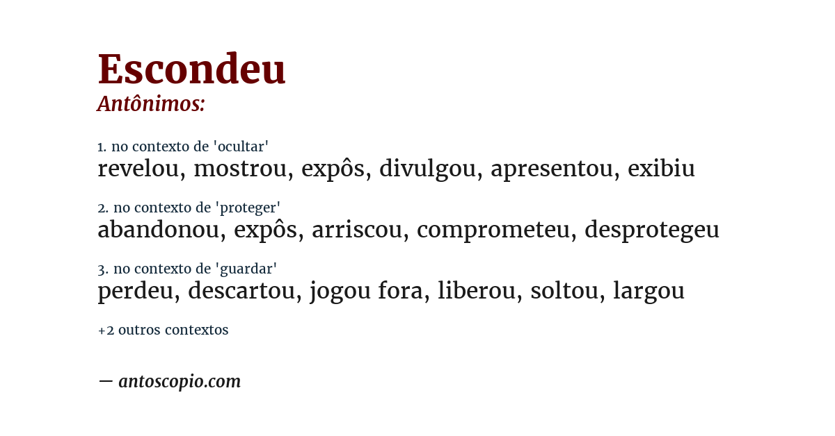 Antônimo de escondeu