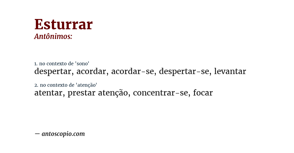 Antônimo de esturrar