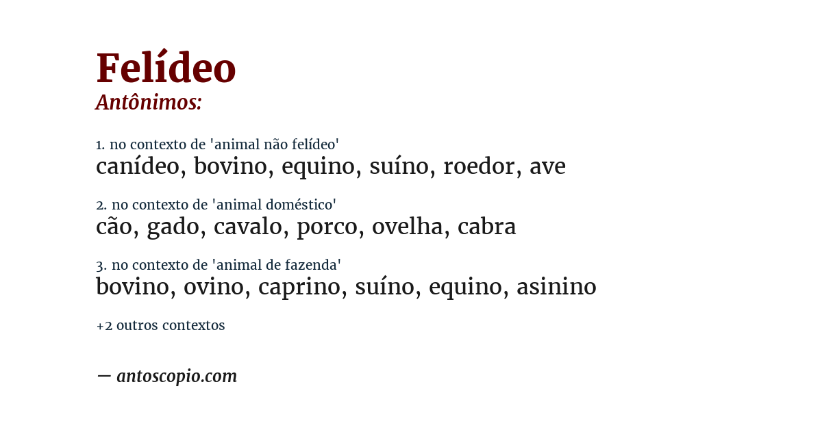 Antônimo de felídeo