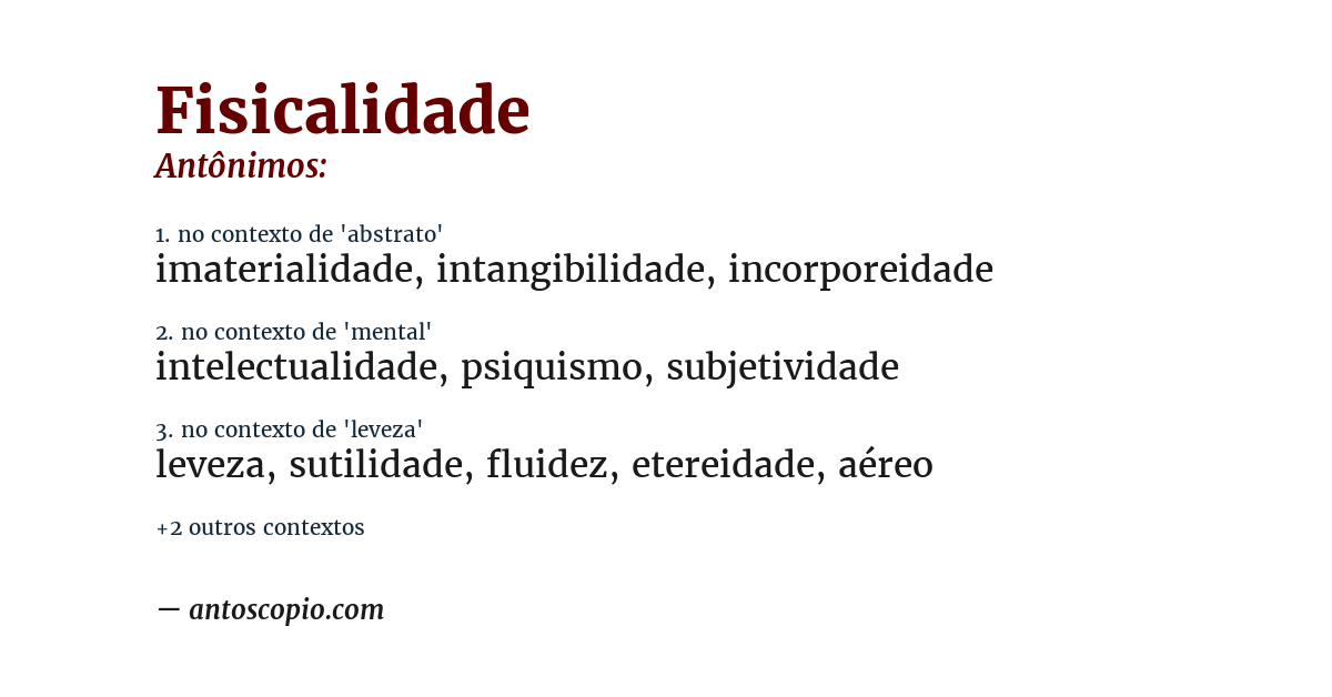Antônimo de fisicalidade