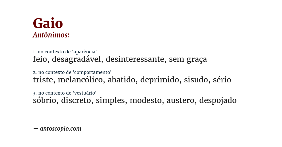 Antônimo de gaio