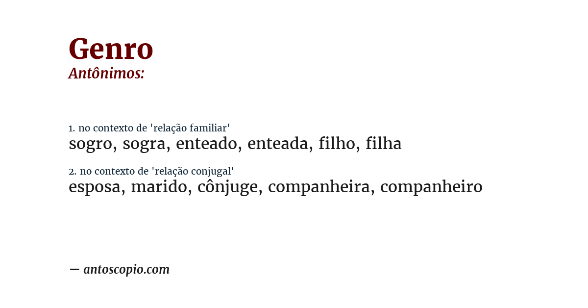 Antônimo de genro
