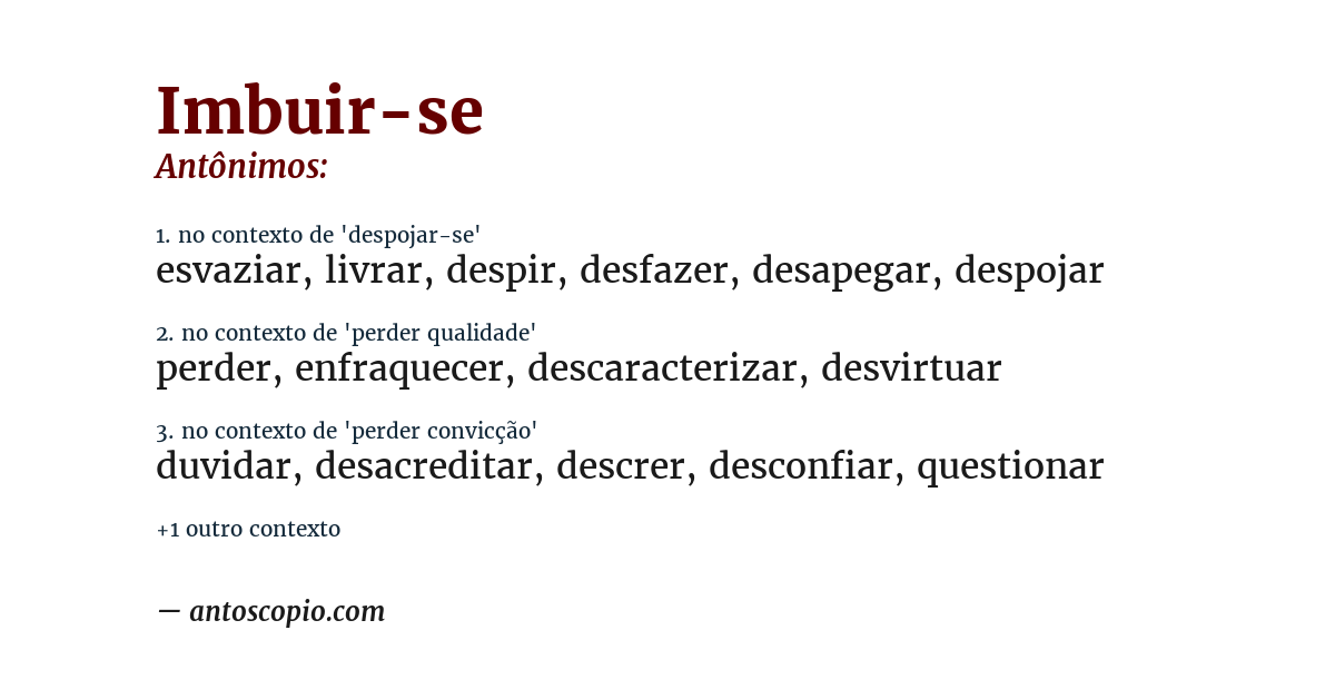 Antônimo de imbuir-se