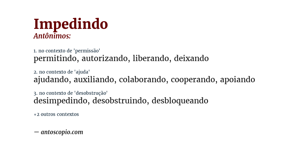 Antônimo de impedindo