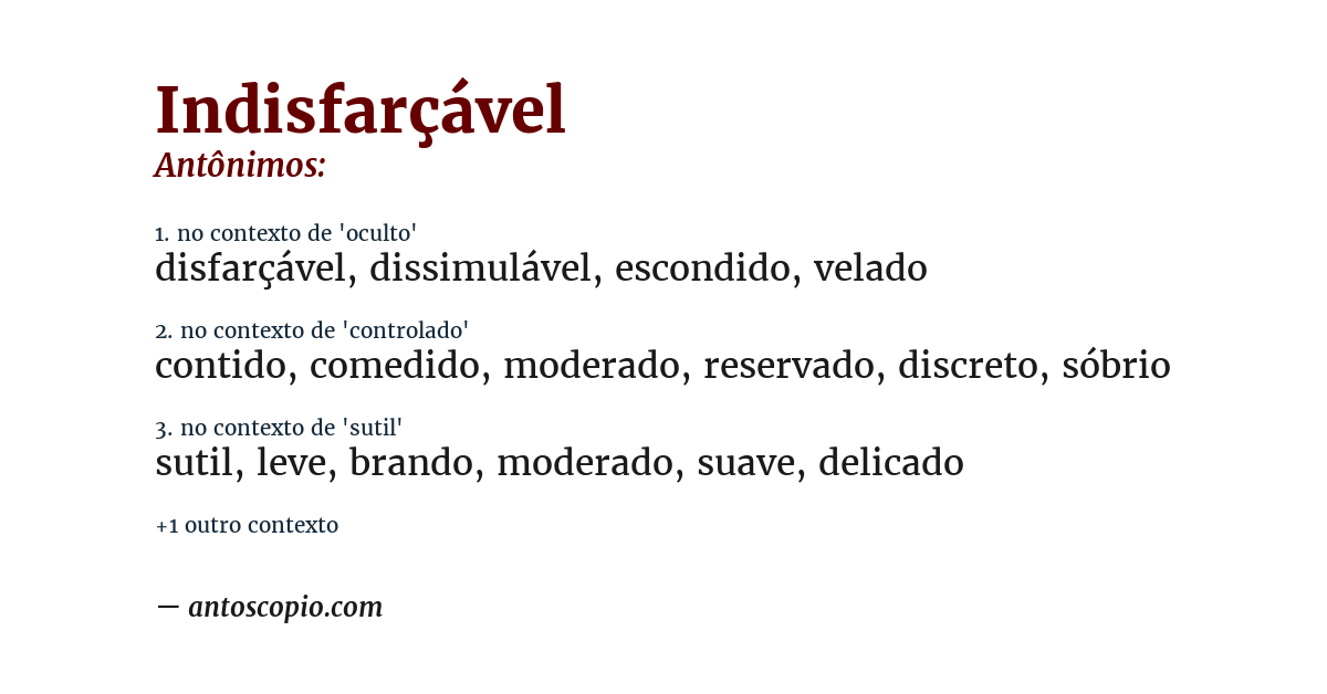 Antônimo de indisfarçável