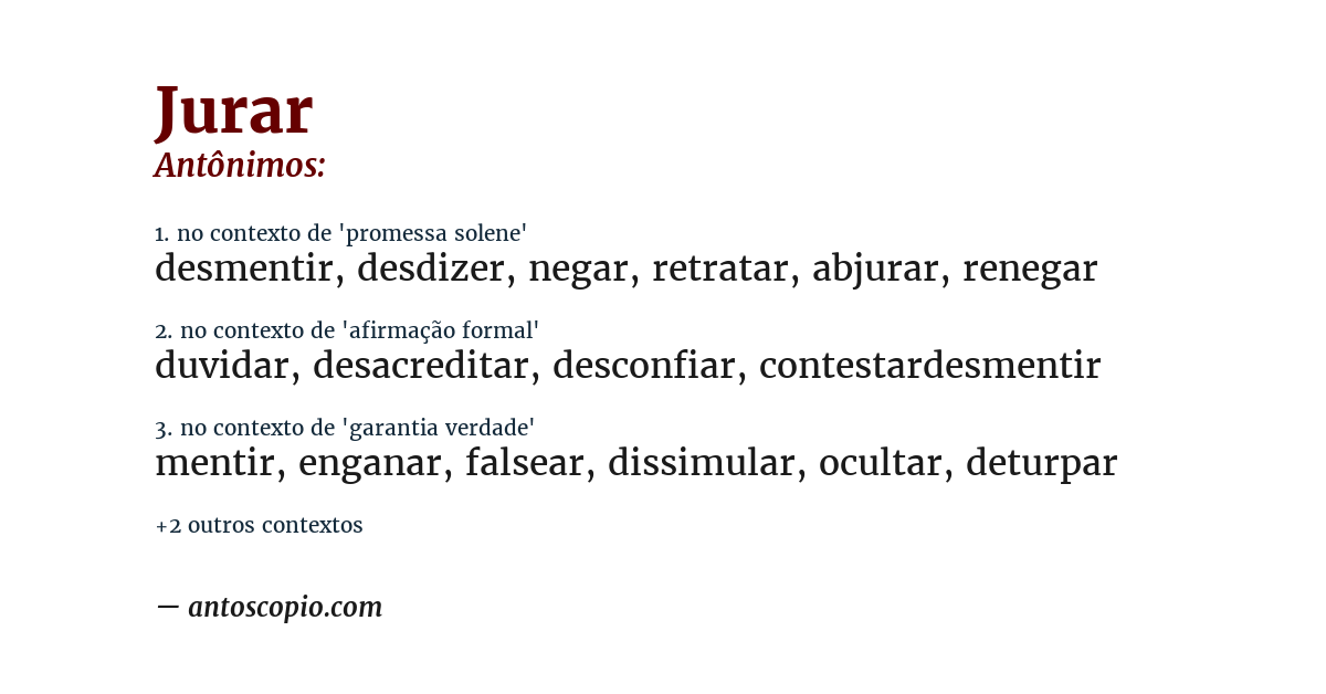 Antônimo de jurar