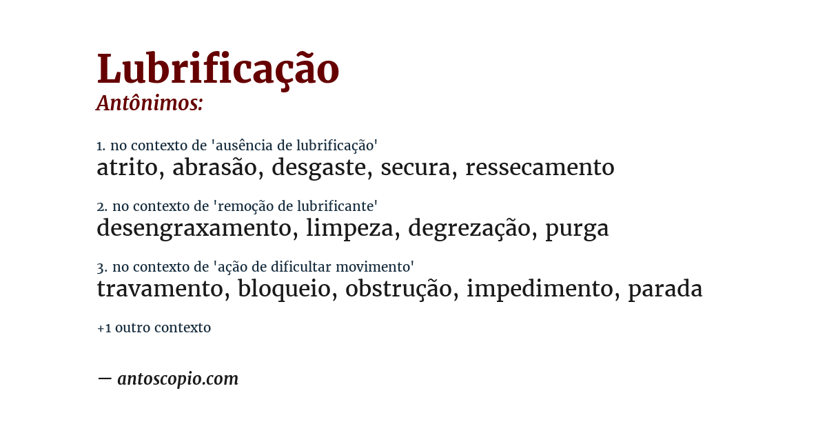 Antônimo de lubrificação