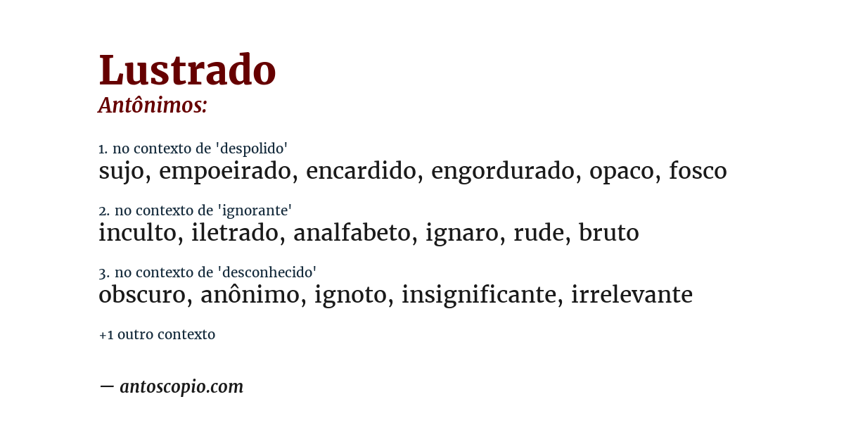 Antônimo de lustrado