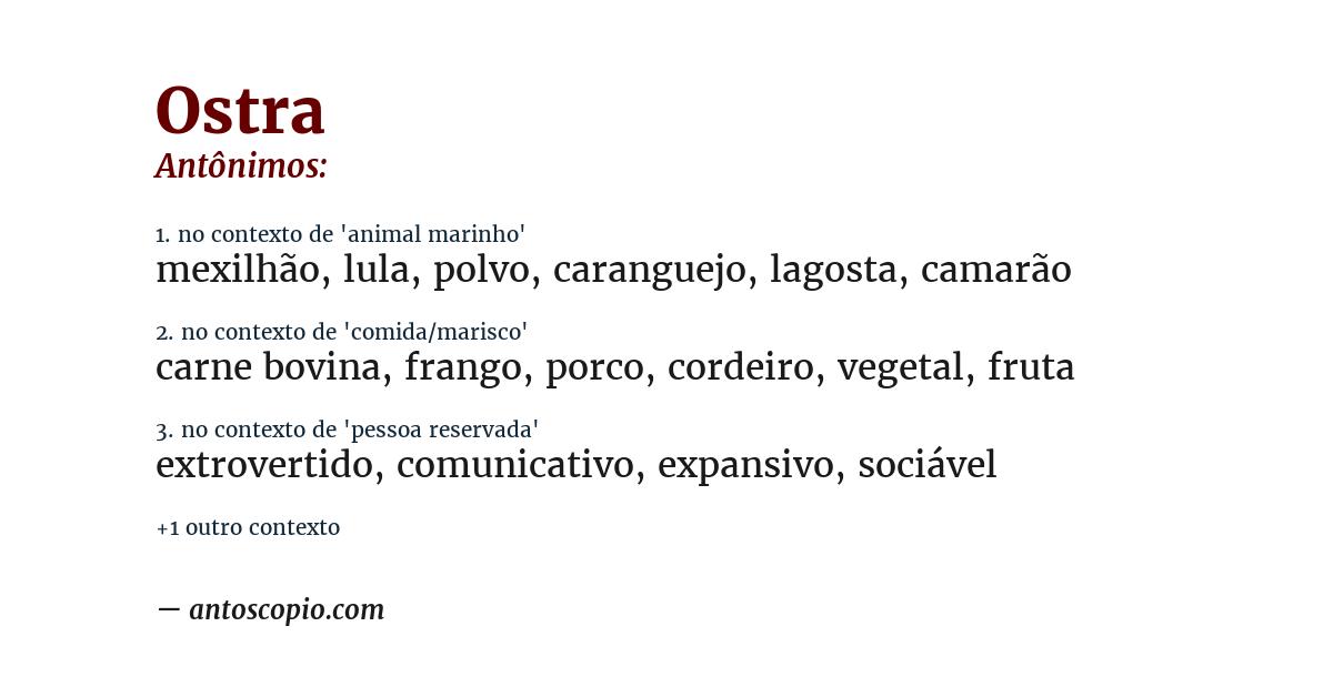 Antônimo de ostra