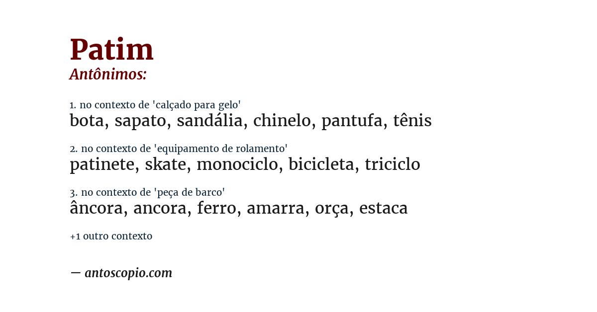 Antônimo de patim